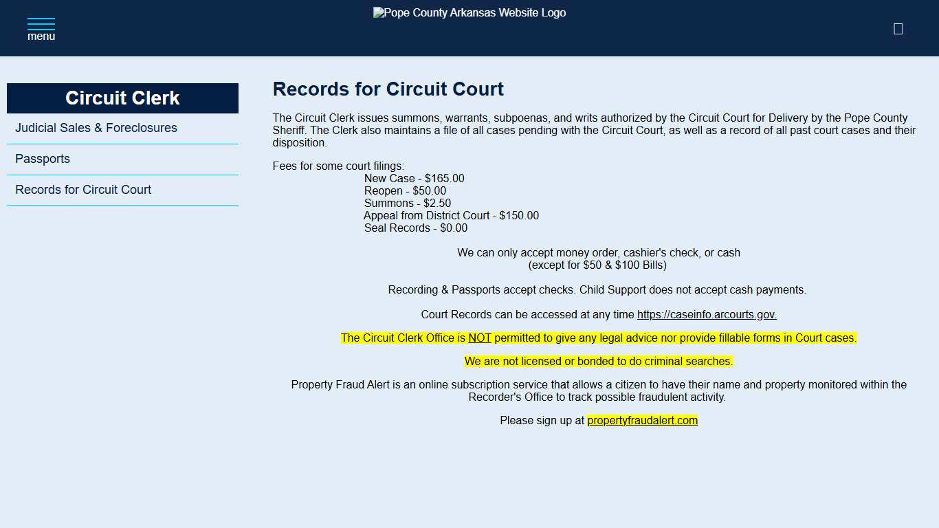 Records for Circuit Court Pope County Arkansas