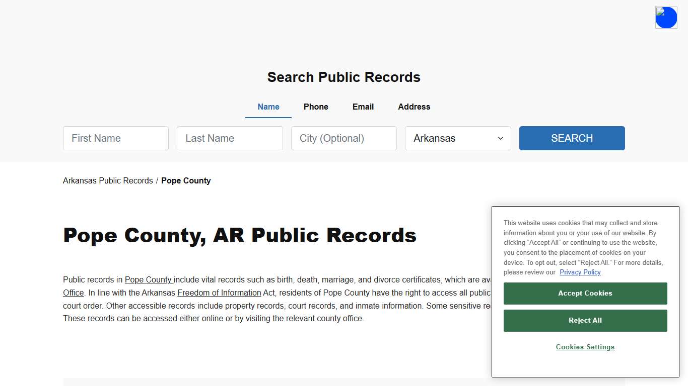 Pope County, AR Public Court, Arrest and Inmate Records - ThePublicIndex
