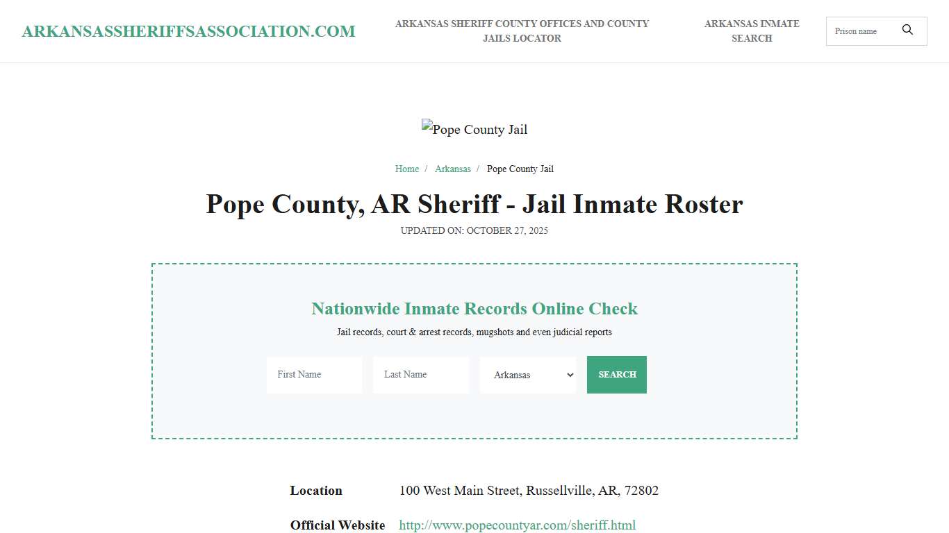 Pope County, AR Sheriff - Jail Inmate Roster